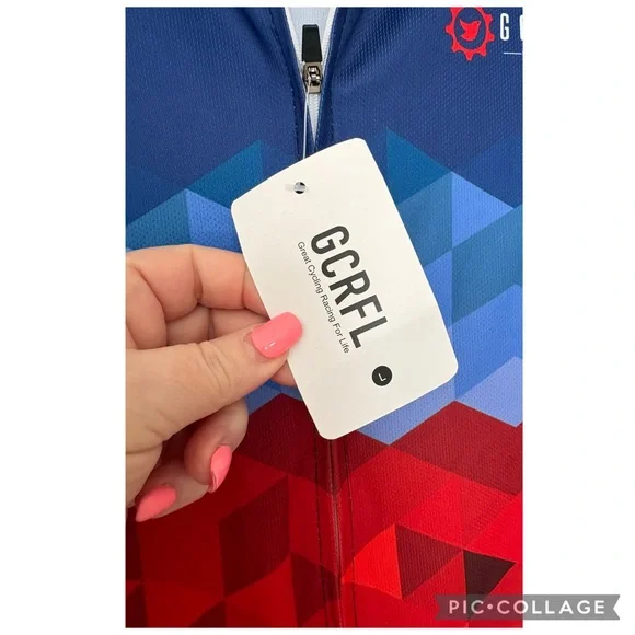 NEW GCRFL LONG SLEEVE CYCLING JERSEY DISTINCTIVE GEOMETRIC GRADIENT DESIGN - Picture 3 of 5